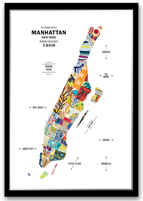 Colorful Manhattan City Map Print