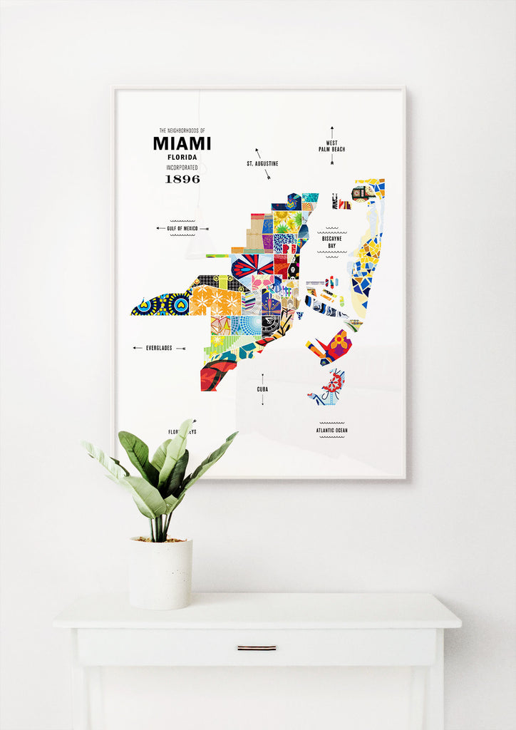 Colorful Miami, Florida Map Print