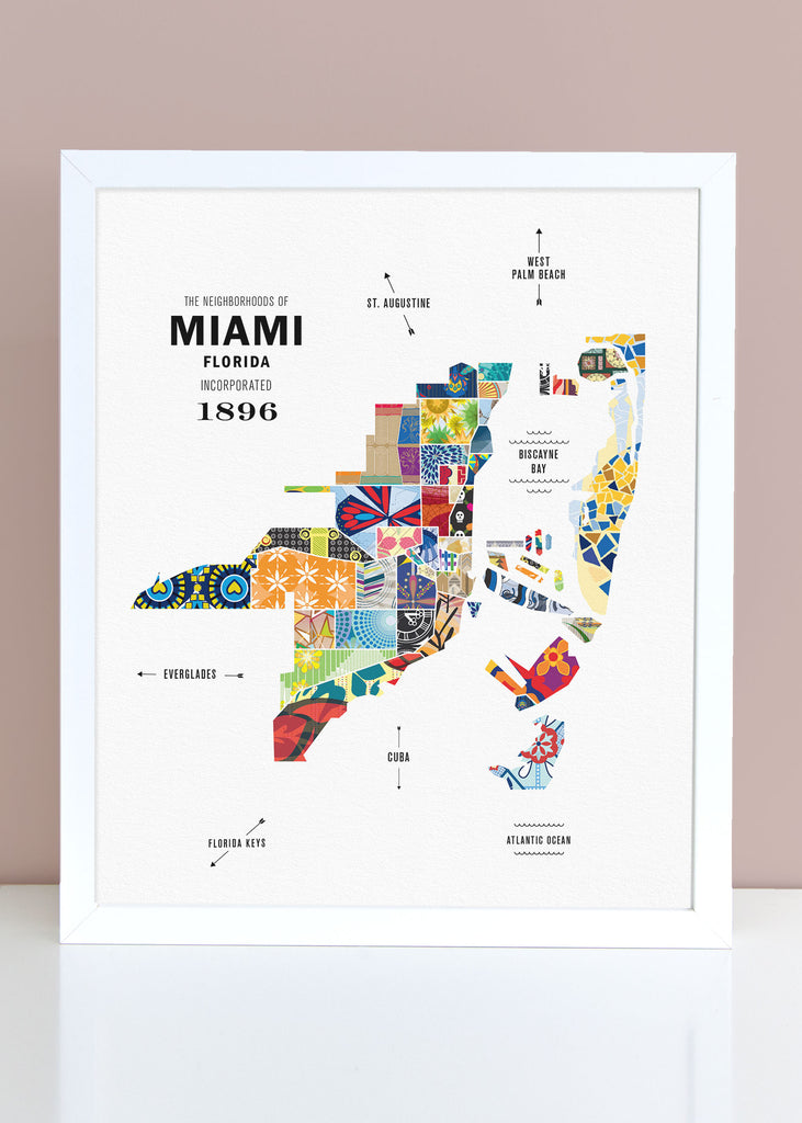 Colorful Miami, Florida Map Print