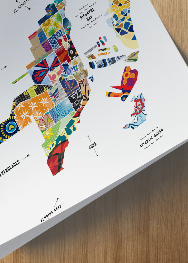 Colorful Miami, Florida Map Print