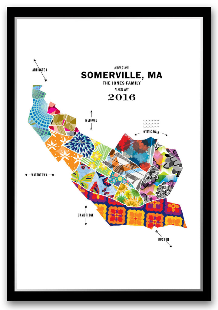 Colorful Somerville City Map Print