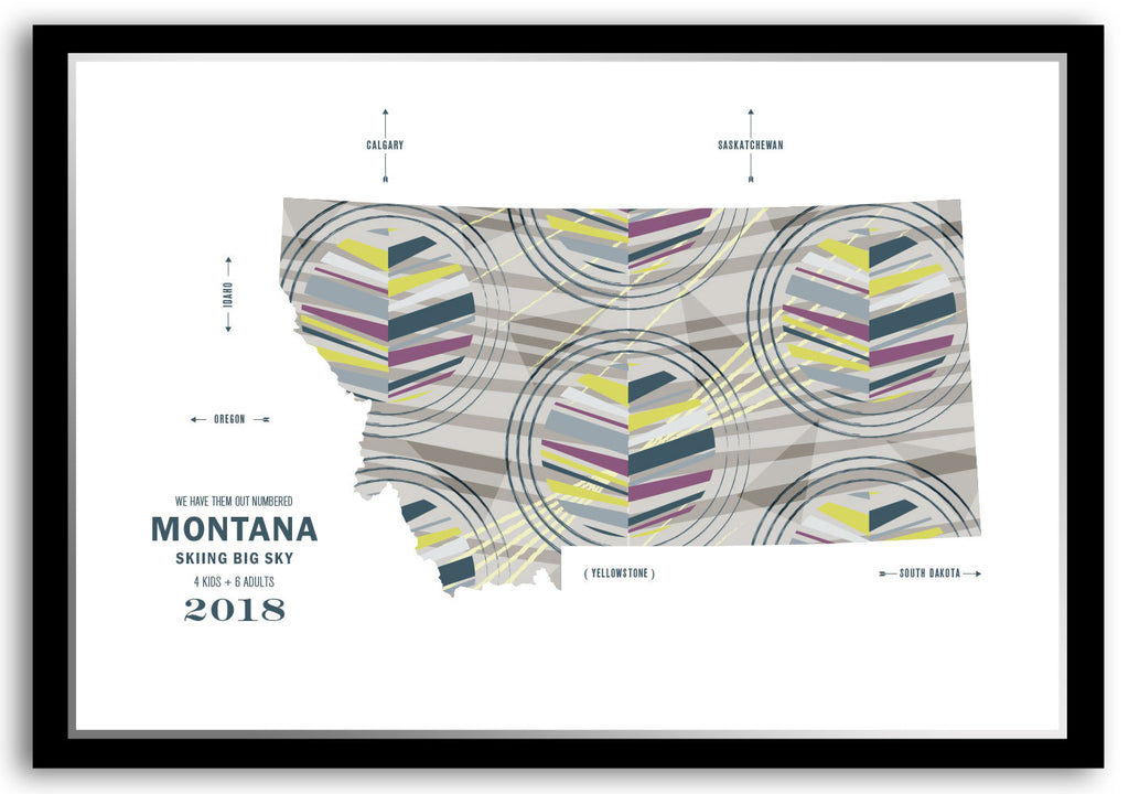 Colorful Montana Map Print Poster