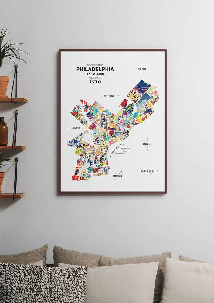 Colorful Philadelphia City Map Print