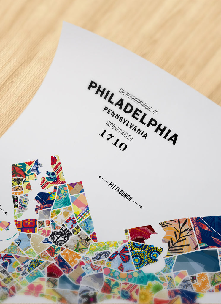 Colorful Philadelphia City Map Print