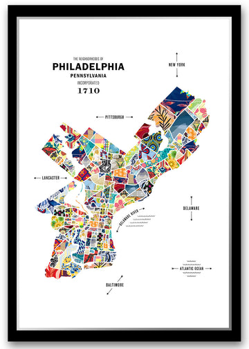 Colorful Philadelphia City Map Print