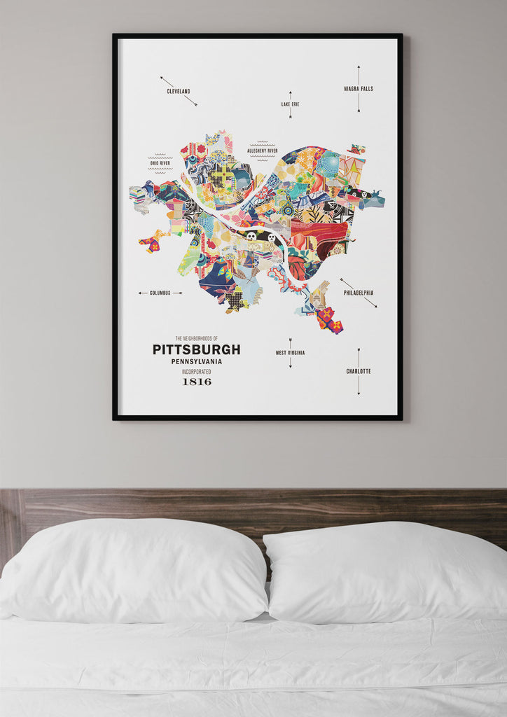 Colorful Pittsburgh City Map Print