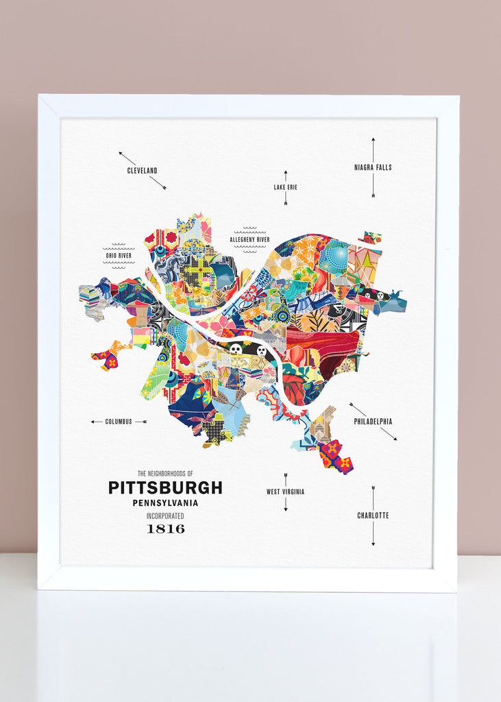 Colorful Pittsburgh City Map Print