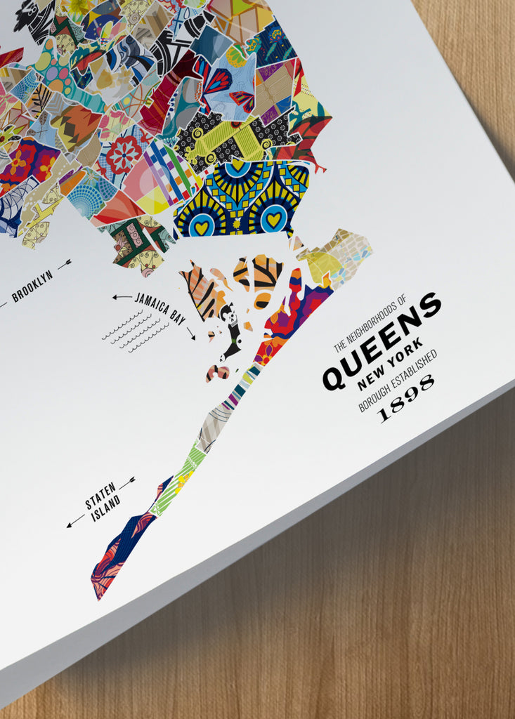 Colorful Queens City Map Print