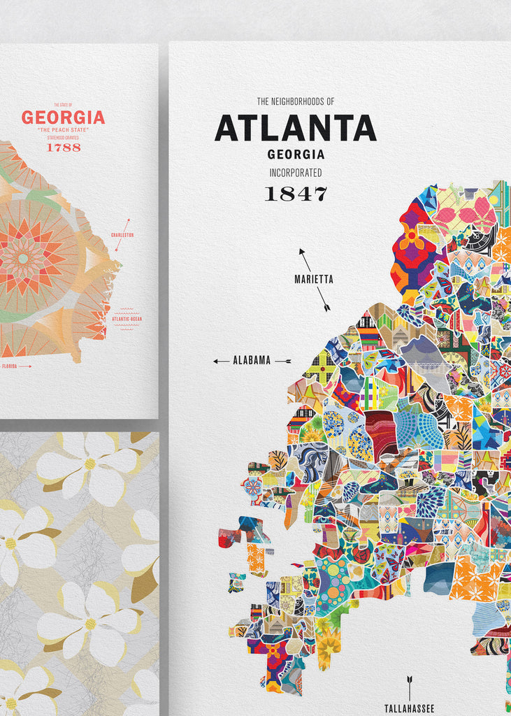 Colorful Atlanta City Map Print
