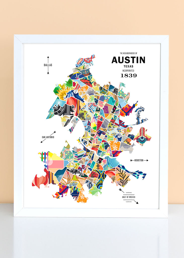 Colorful Austin City Map Print