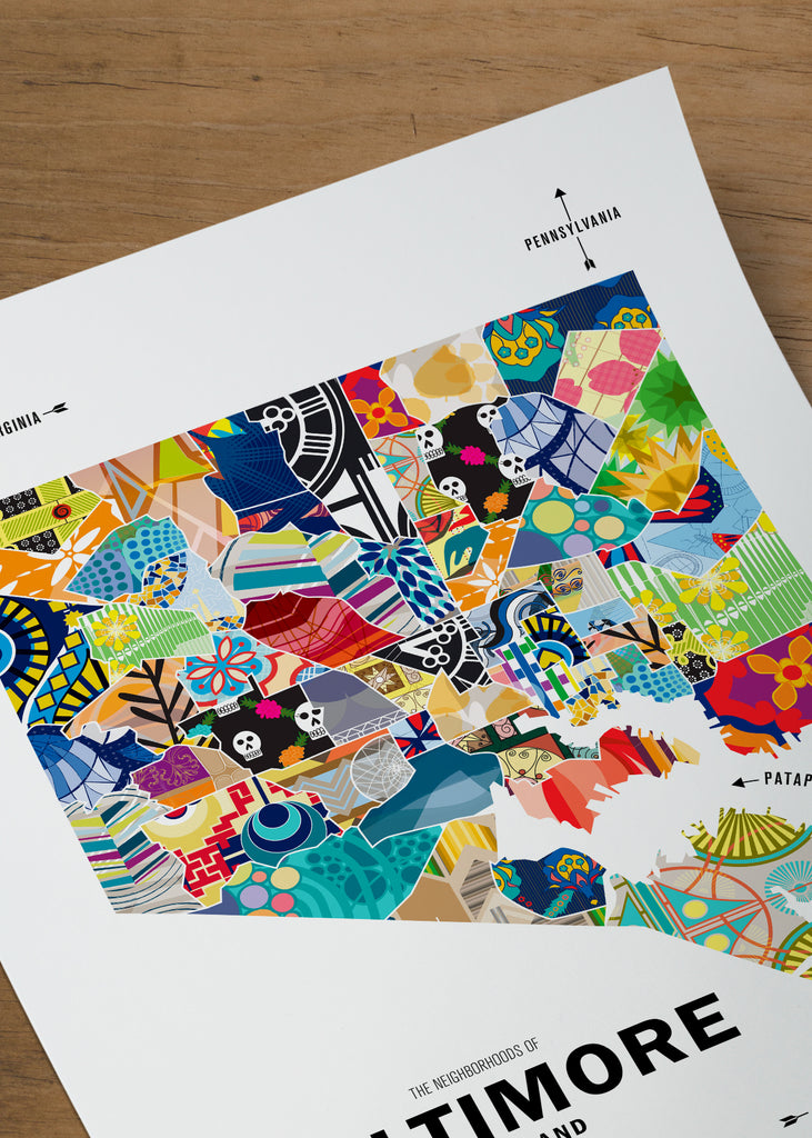 Colorful Baltimore City Map Print