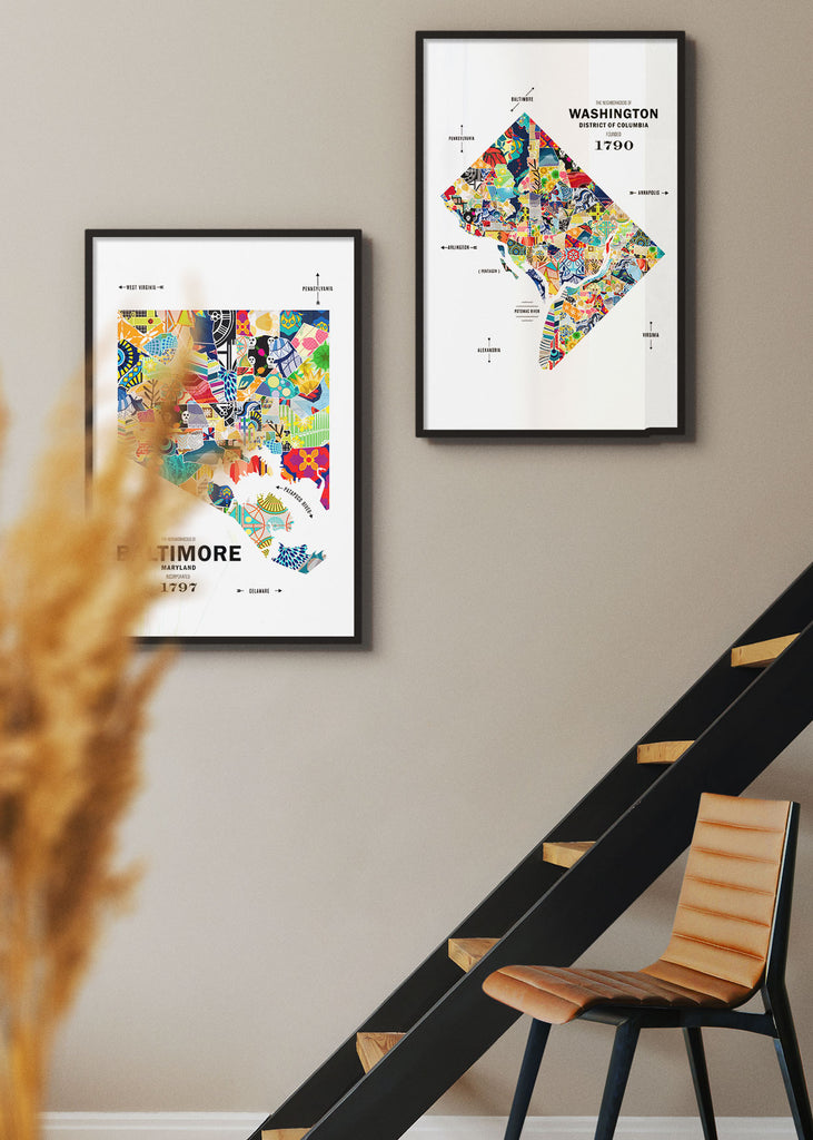Colorful Baltimore City Map Print