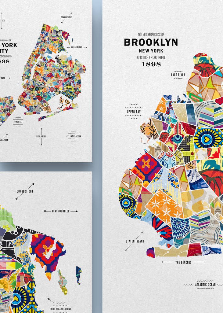 Colorful Brooklyn, NY City Map Print