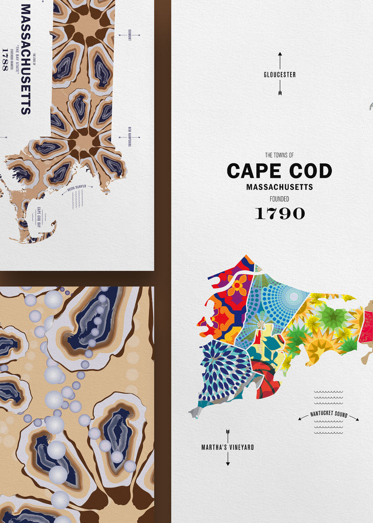 Colorful Cape Cod, MA Map Print