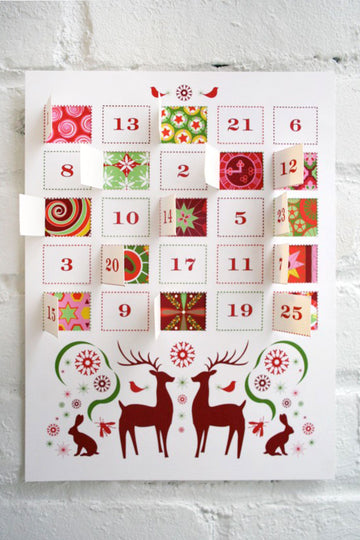 Colorful Reindeer Advent Calendar Printable