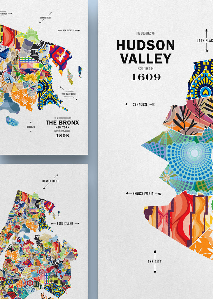 Colorful Hudson Valley, NY Map Print
