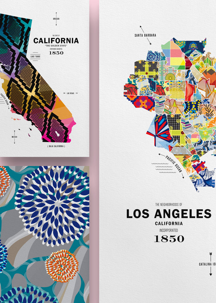 Colorful Los Angeles City Map Print