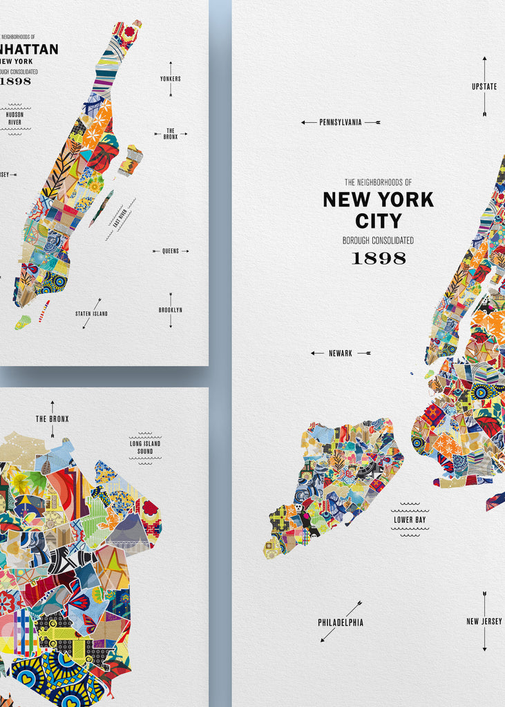 Colorful Manhattan City Map Print