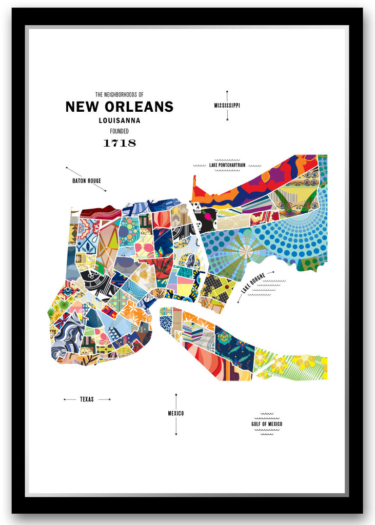 Colorful New Orleans, Louisiana Map Print