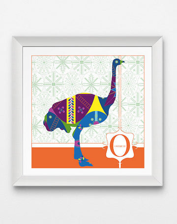 Colorful O is for Ostrich