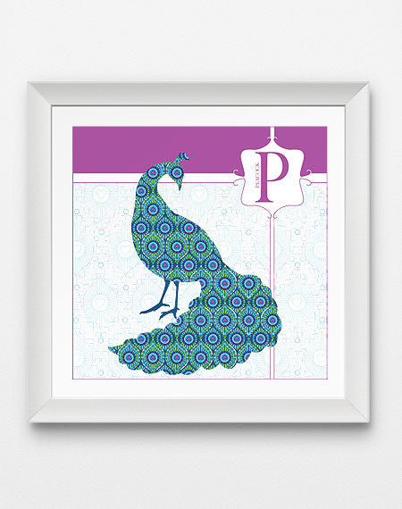 Colorful P is for Peacock