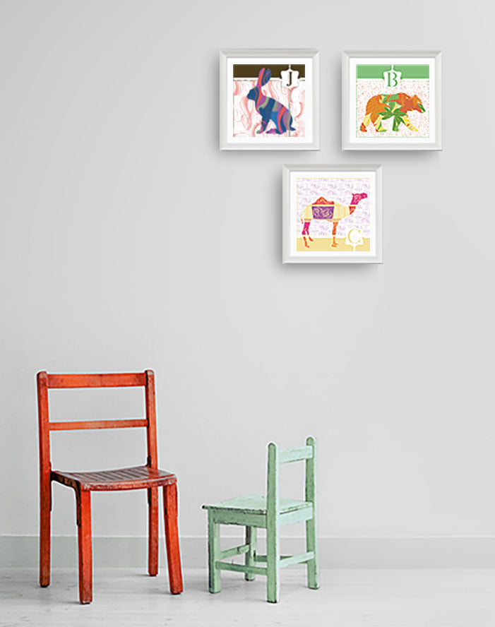Colorful Monogram Nursery Prints