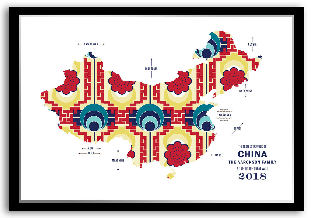 Colorful China Map Print Poster