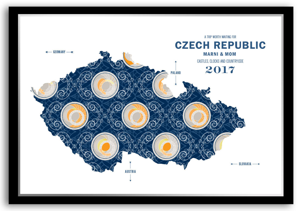 Colorful Czech Republic Map Print Poster