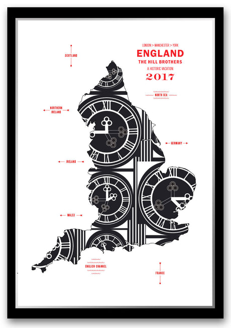 Colorful England Map Print Poster