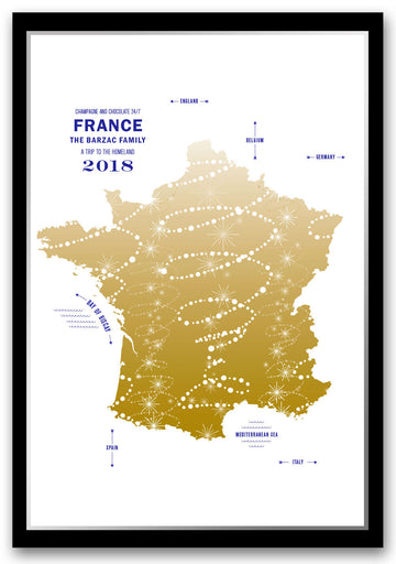 Colorful France Map Print Poster