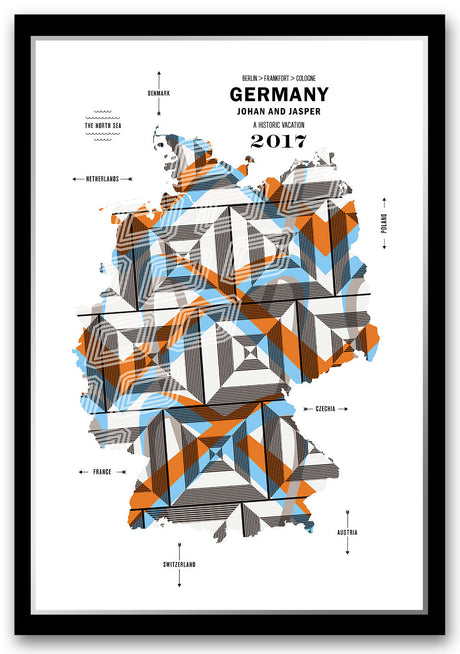 Colorful Germany Map Print Poster