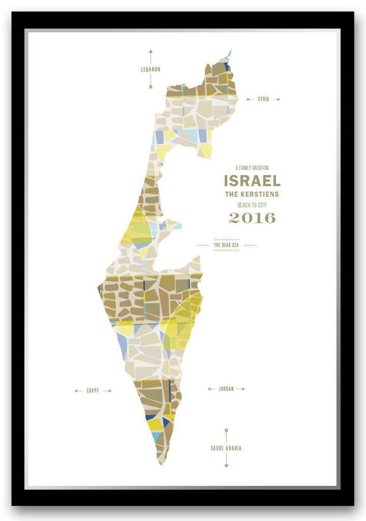 Colorful Israel Map Print Poster