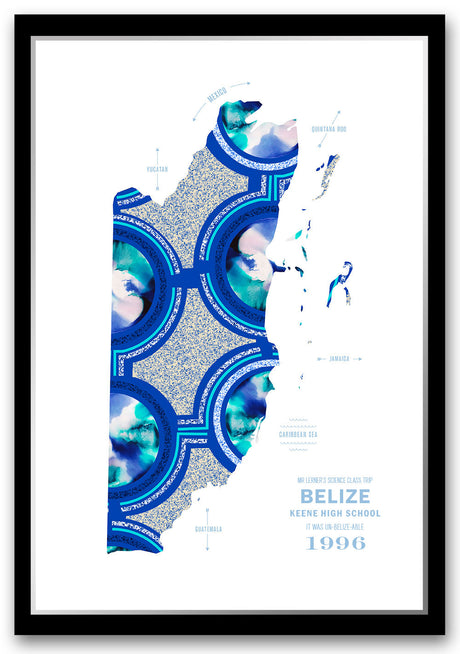 Colorful Belize Map Print Poster