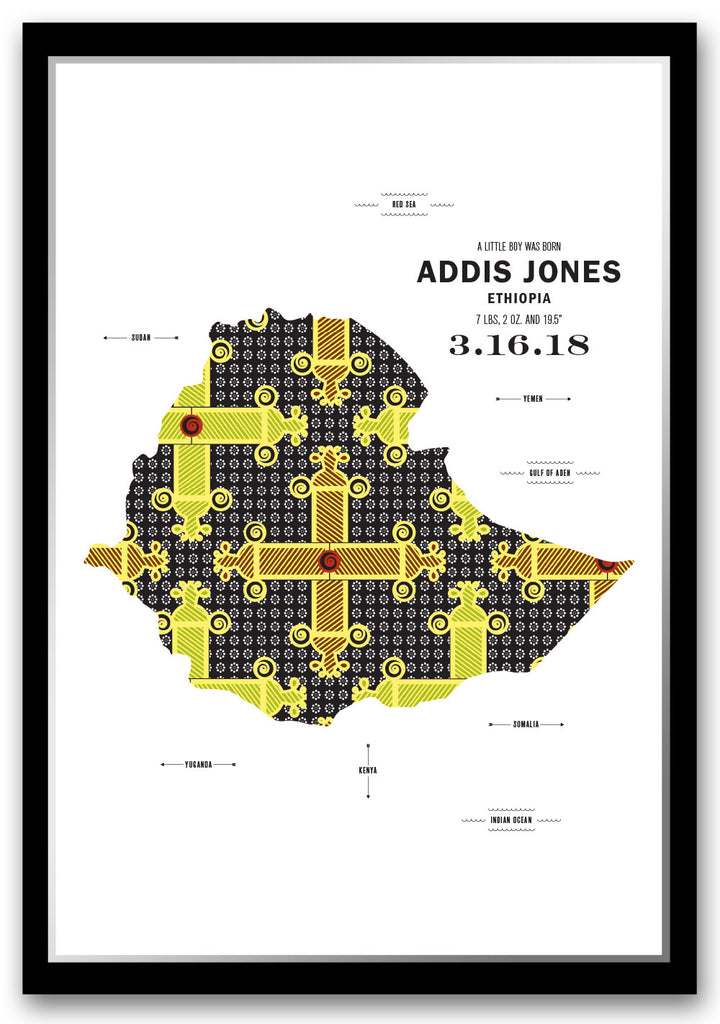 Colorful Ethiopia Map Print Poster
