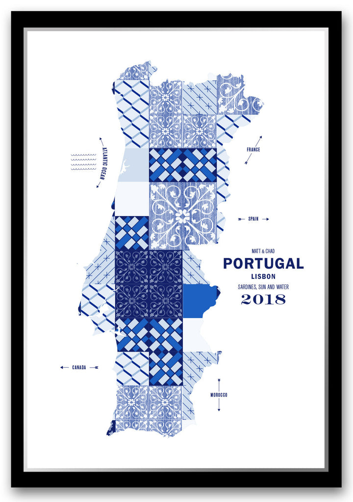 Colorful Portugal Map Print Poster