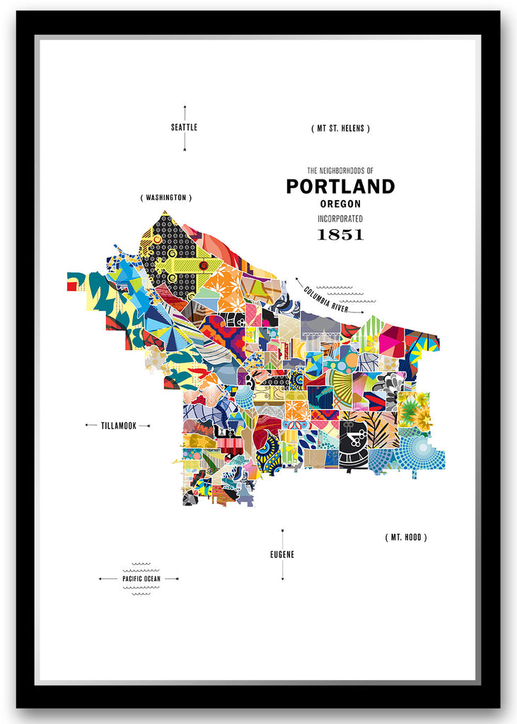 Colorful Portland, Oregon Map Print