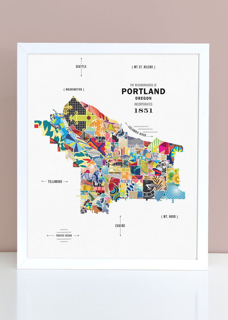 Colorful Portland, Oregon Map Print
