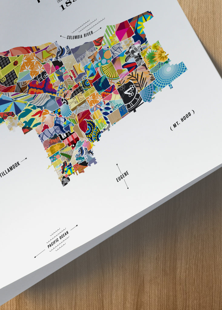 Colorful Portland, Oregon Map Print