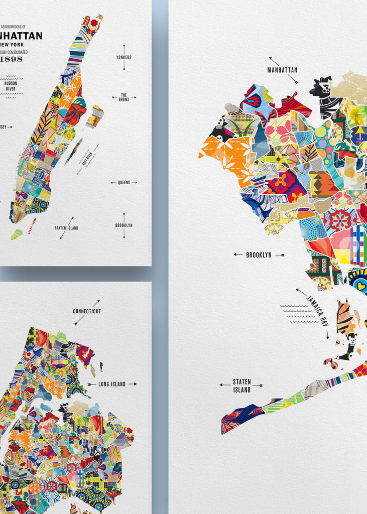 Colorful Queens City Map Print