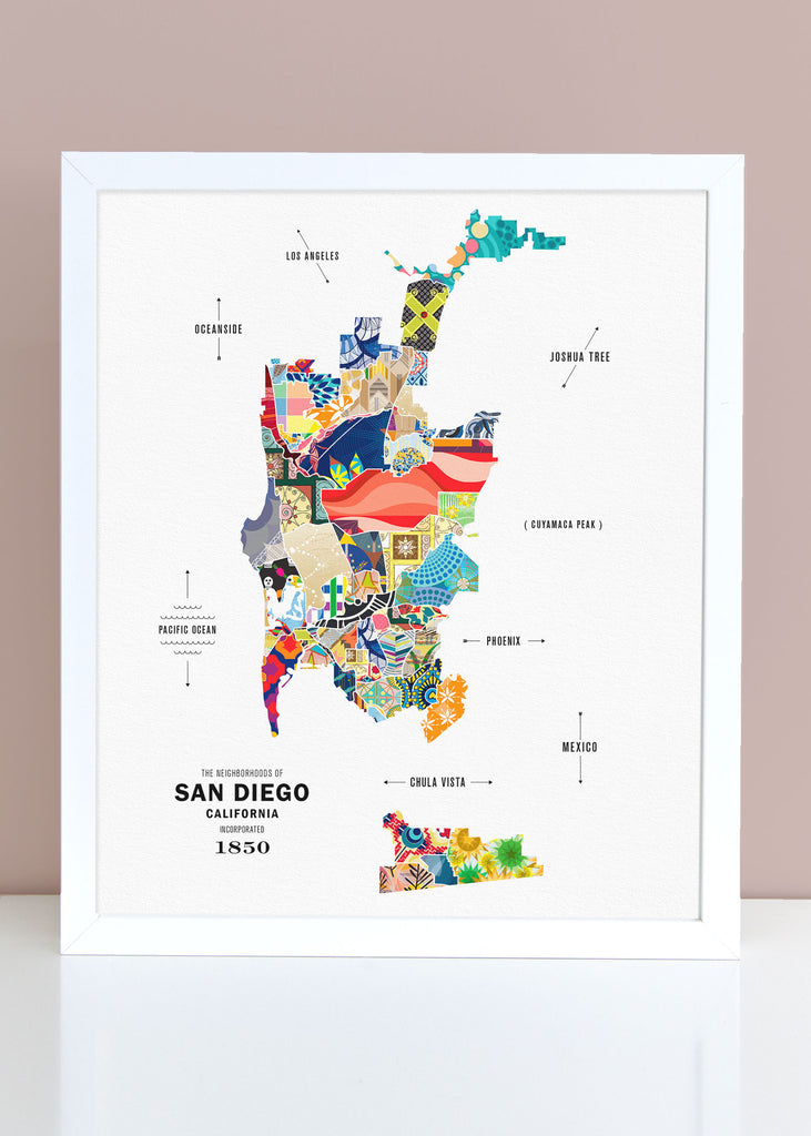 Colorful San Diego City Map Print