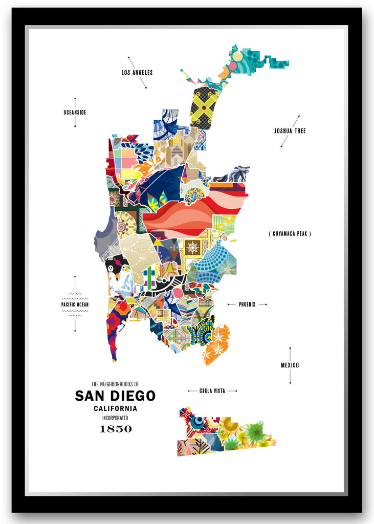 Colorful San Diego City Map Print