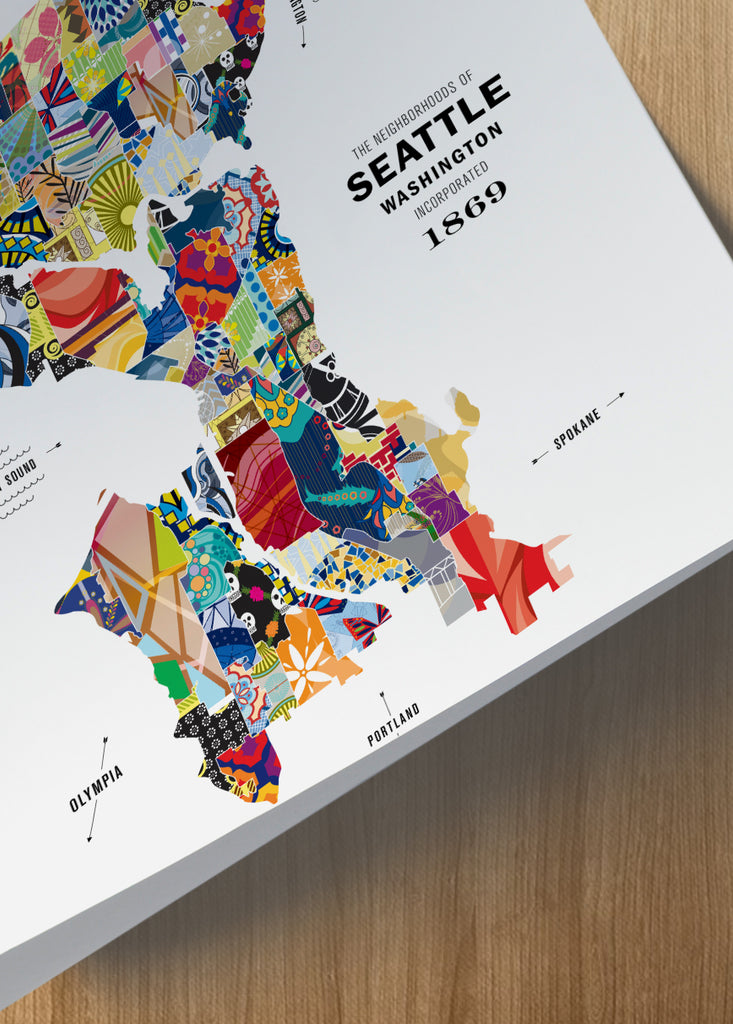 Colorful Seattle City Map Print