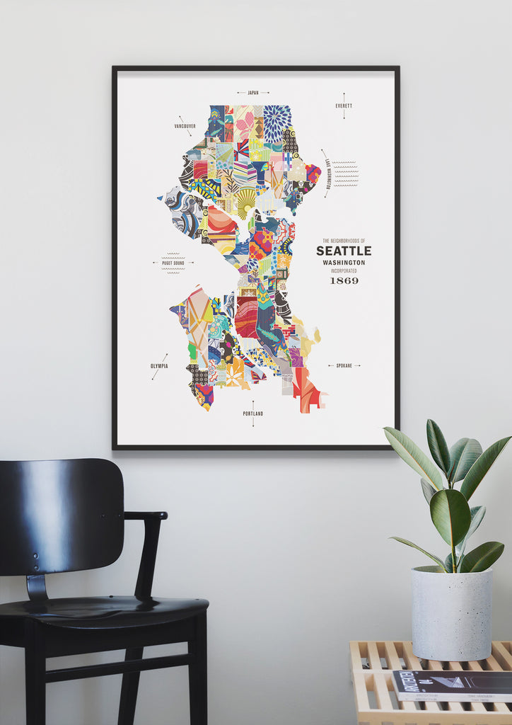 Colorful Seattle City Map Print