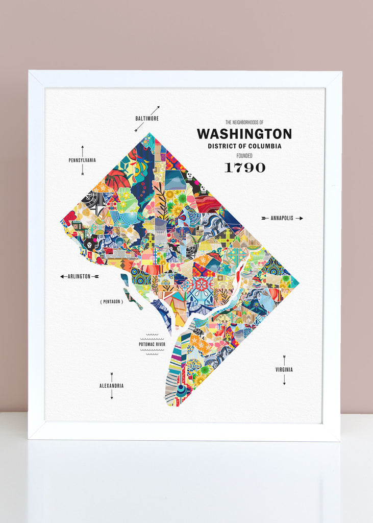 Colorful Washington D.C. Map Print