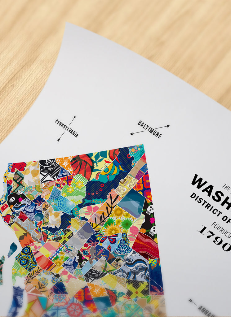 Colorful Washington D.C. Map Print