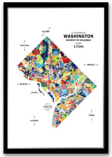 Colorful Washington D.C. Map Print