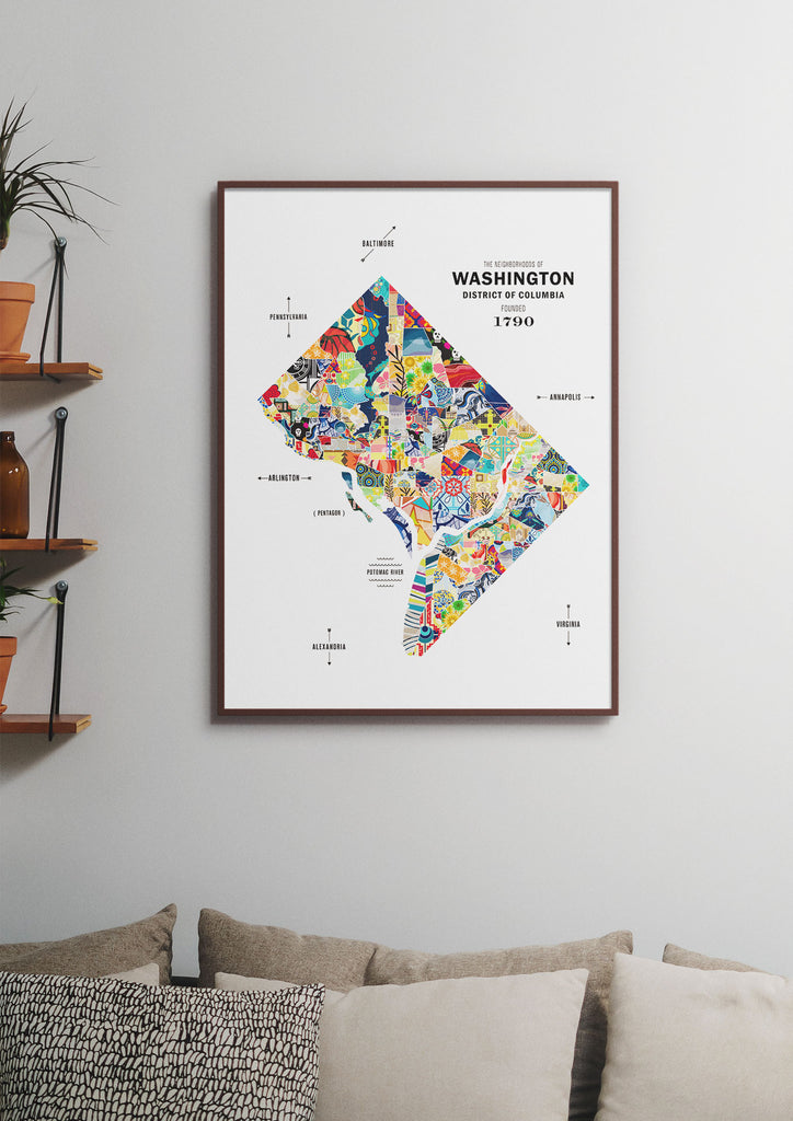 Colorful Washington D.C. Map Print